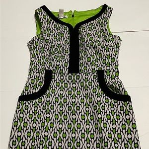 3/$12 London Times Dress Womens 6P Sleeveless Dress Pockets No Belt Black Green